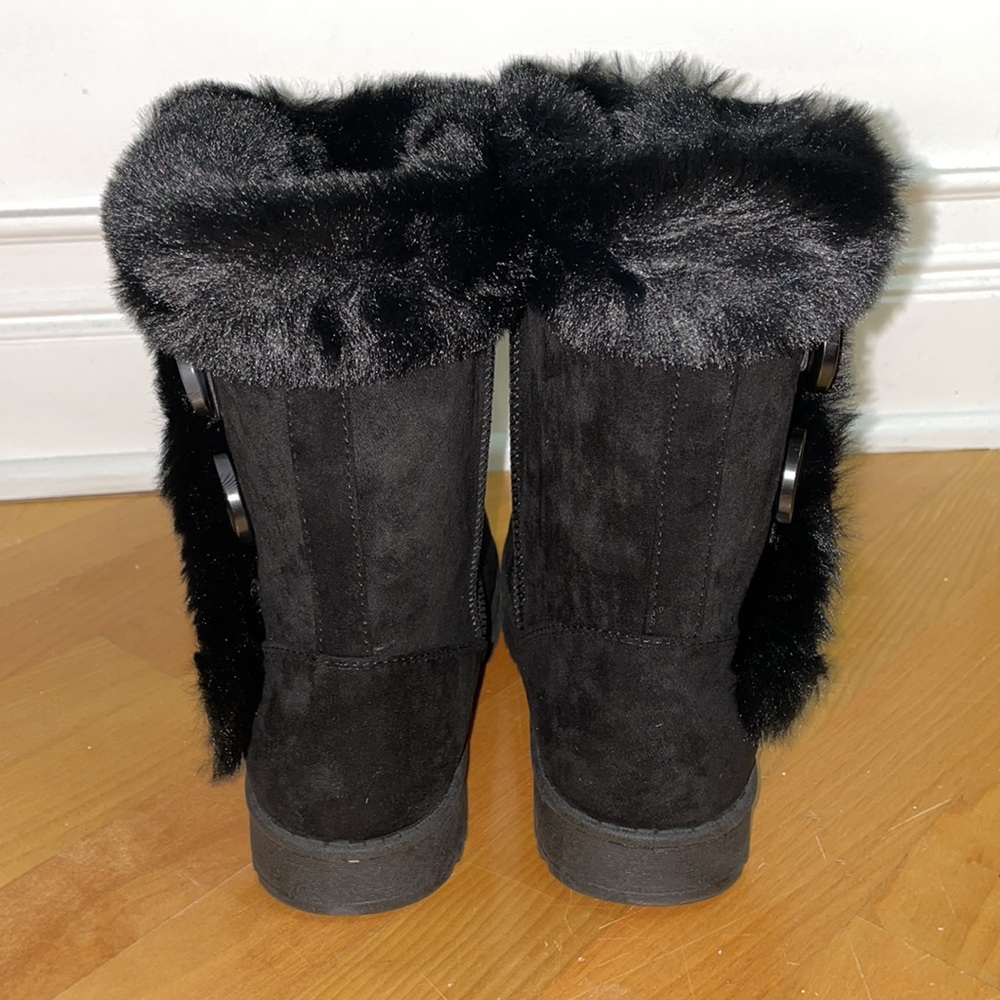 New SO Women's Black Faux Fur Winter Boots - Picture 7 of 14